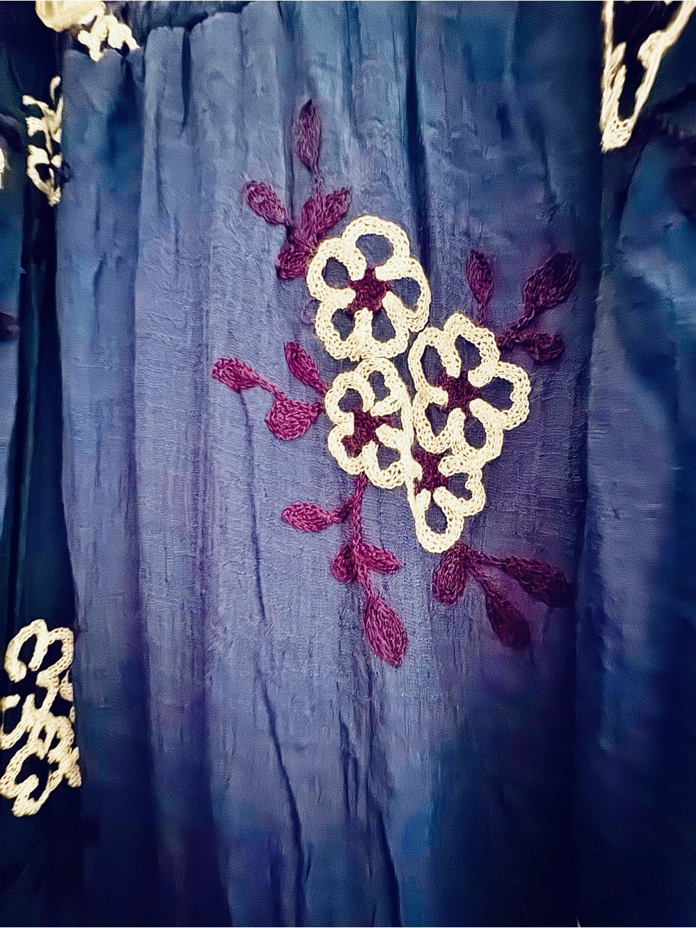 Blue Floral Embroidered Maxi Skirt - Picture 4 of 5